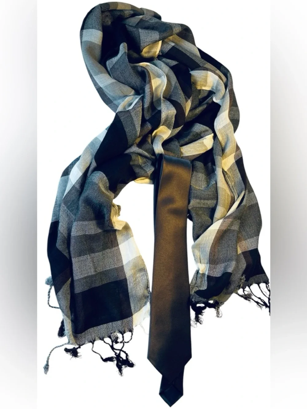 Set of Gorgeous rayon shawl + gray men’s tit